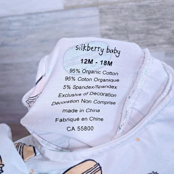 Silkberry Baby Macaron Ruffle 2 Pc Dress White Organic Cotton Baby Girl 12M-18M - Picture 6 of 6